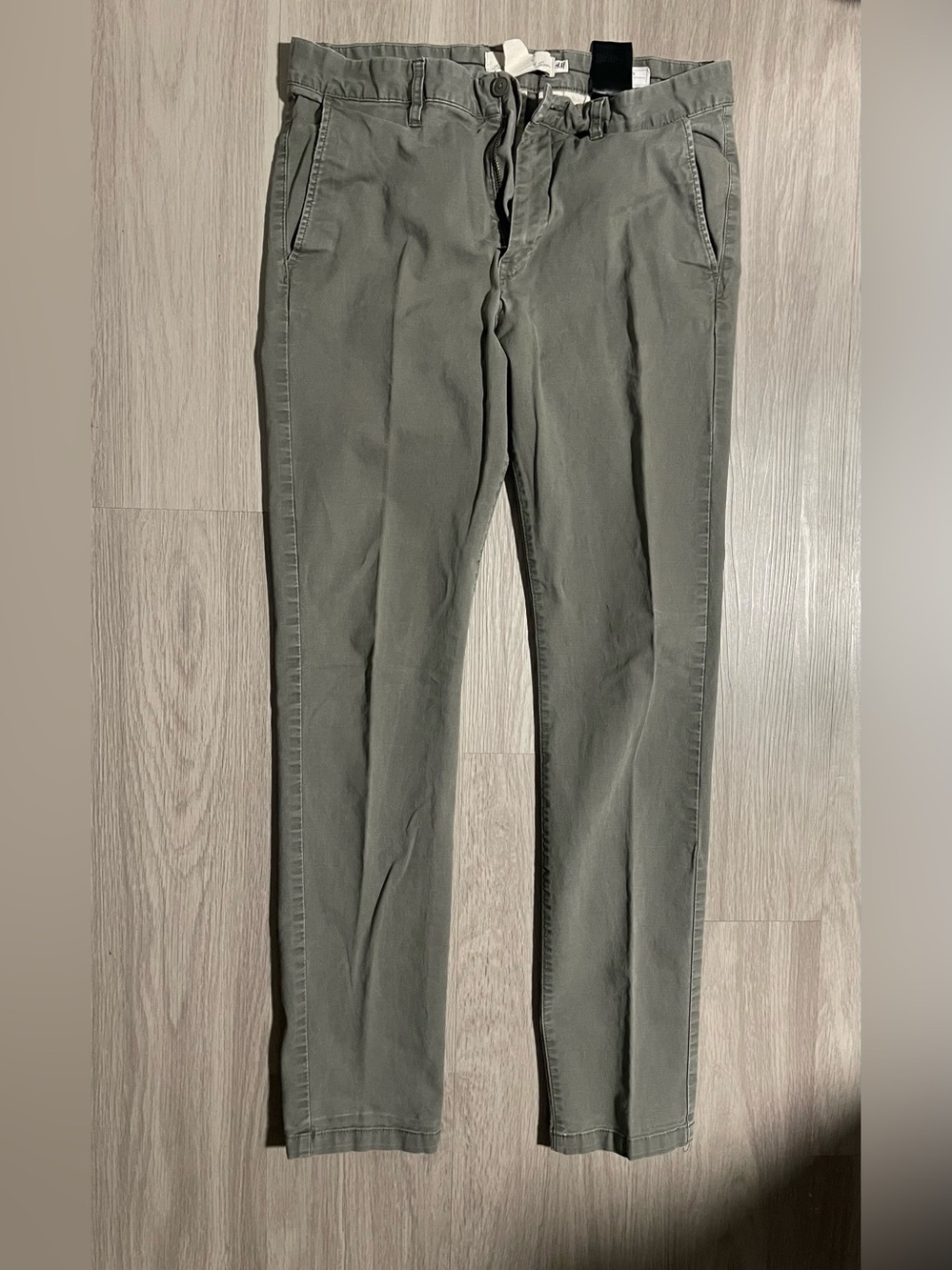 Men's H & M Olive Green Skinny Fit Casual Pants